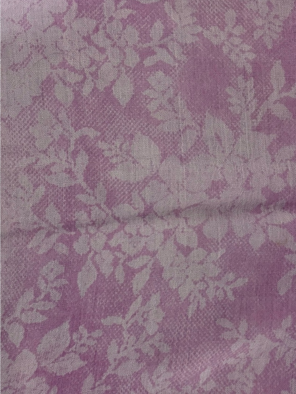 J. Crew Lavender and White Floral Fringe Scarf